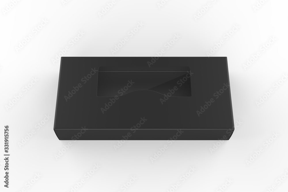 package box with a transparent plastic window. Product Packing. 3d illustration package box with a transparent plastic window. Product Packing. 3d illustration