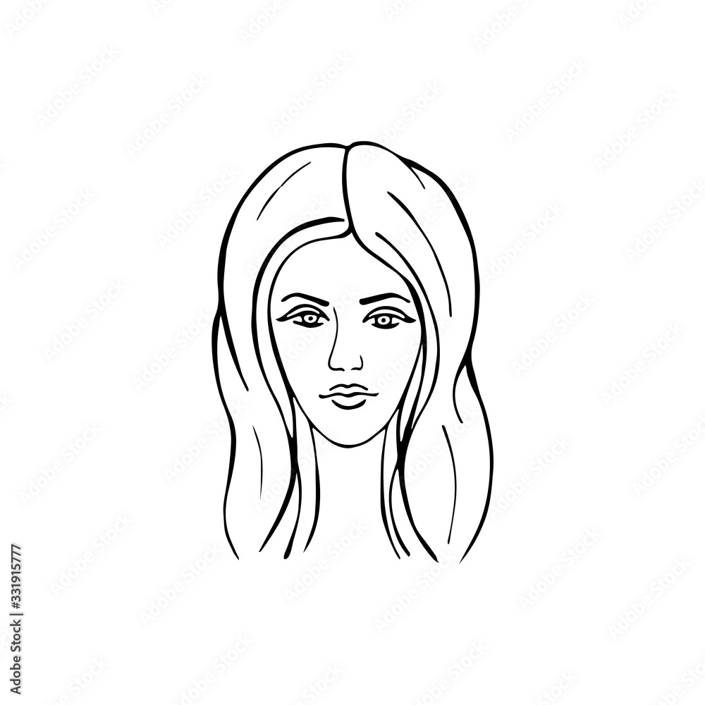 Girl drawn by hand. Feminism concept. Doodle with pretty girl. Vector illustration for card, poster, modern design. Girl drawn by hand. Feminism concept. Doodle with pretty girl. Vector illustration for card, poster, modern design.