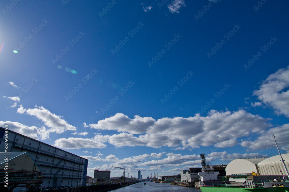 Scenery of industrial area in Osaka.