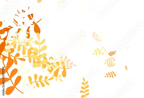 Light Yellow vector abstract backdrop with leaves.