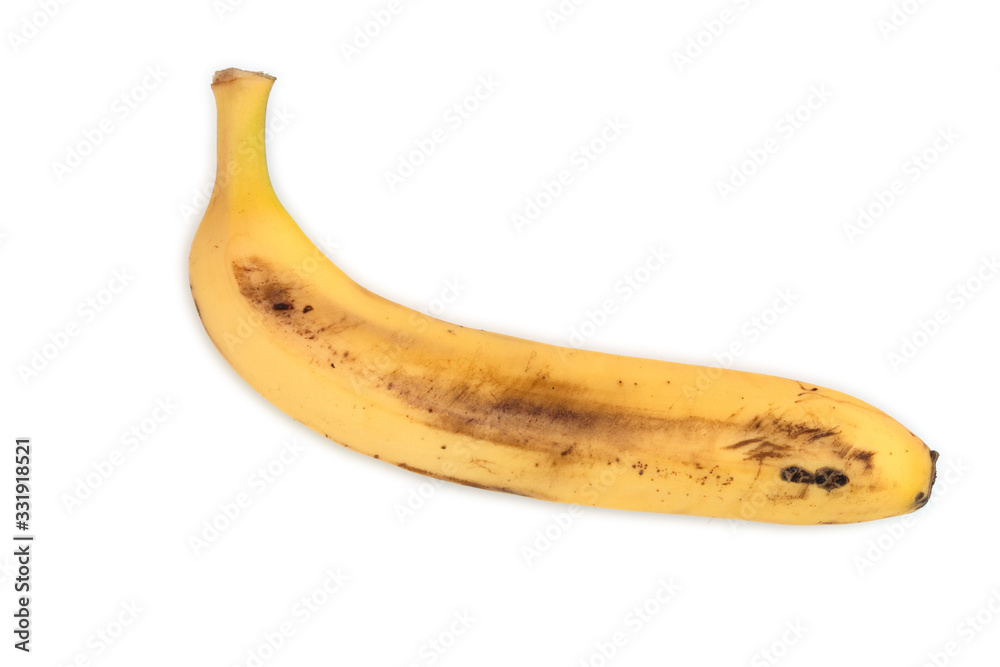 Natural ripe banana isolated on white background.