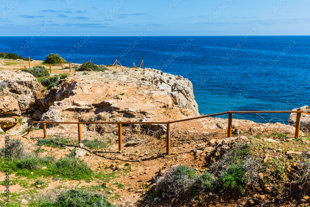 The Arch of Korakas, the most impressive natural bridge of Cyprus. Cape Greco National Park
