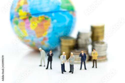 Miniature people : Business man make a deal, Business partner meeting concept.