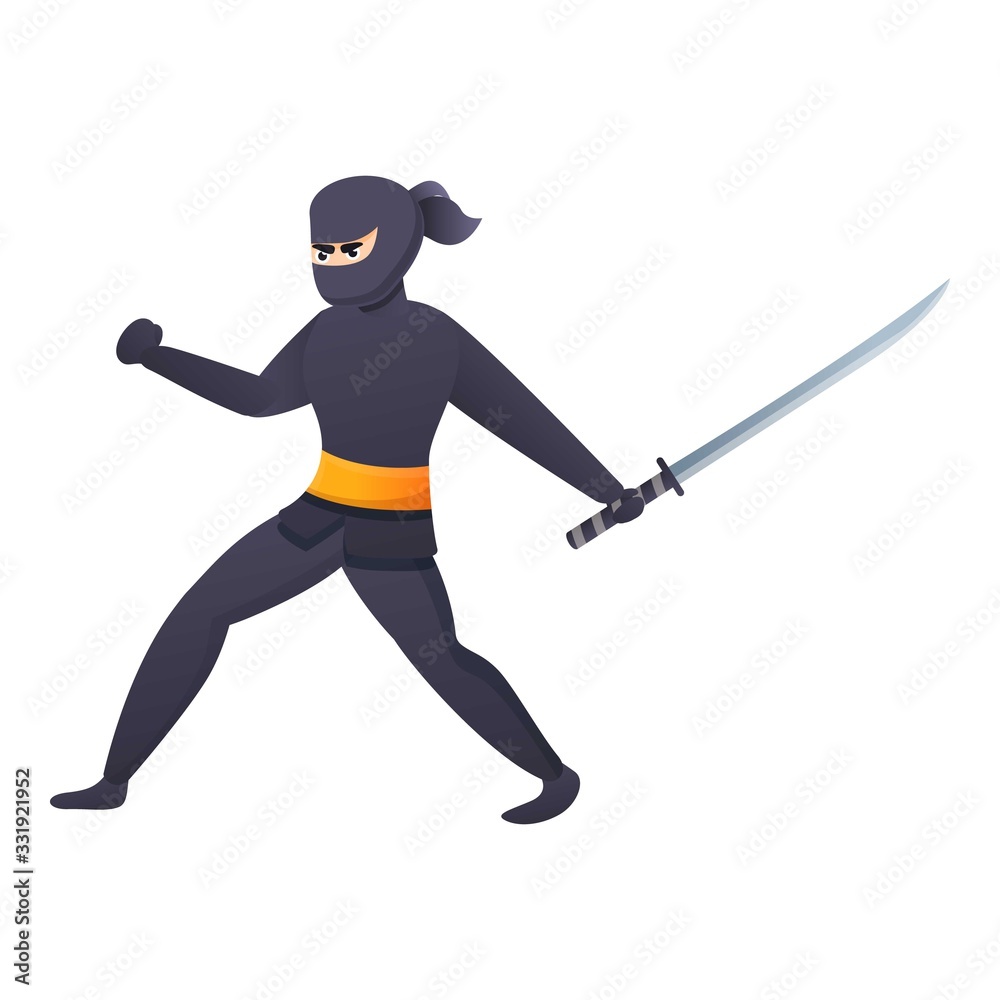 Ninja attack icon. Cartoon of ninja attack vector icon for web design isolated on white background Ninja attack icon. Cartoon of ninja attack vector icon for web design isolated on white background