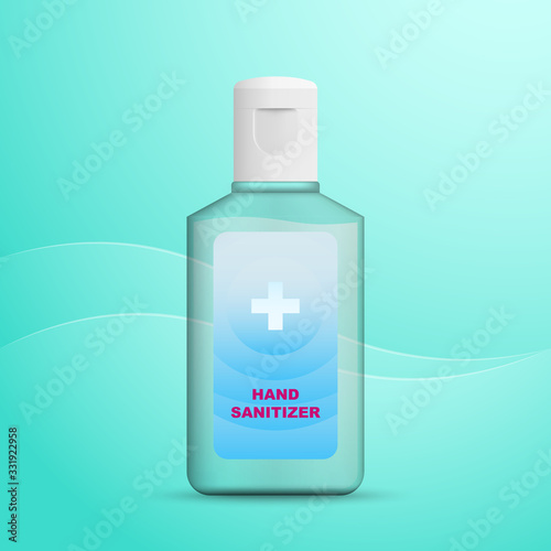Hand sanitizer bottle, alcohol gel . vector image .