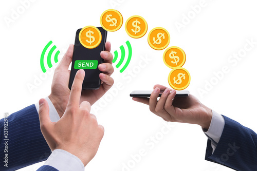 Concept of mobile wallet transfers - 3d rendering photo