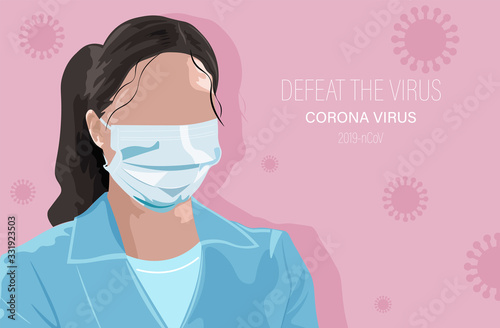 Doctor Woman in mask vector flat style. Virus infectious disease epidemiology illustration