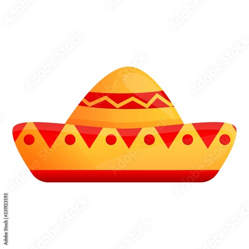 Sombrero hat icon. Cartoon of sombrero hat vector icon for web design isolated on white background