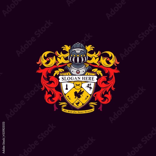 family crest with mask soldier Illustration