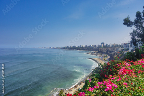 Miraflores district in Lima in peru on the pacific ocean photo