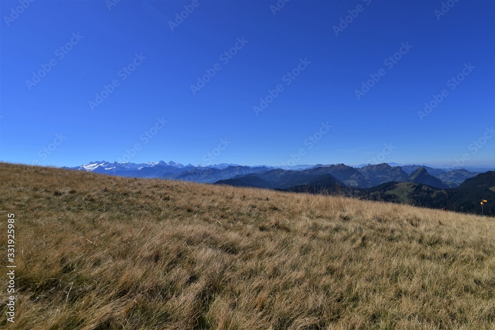 Landscape in the mountains over the country in Switzerland