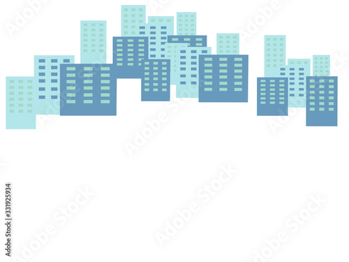 High rise building  houses on a white background. Blank for poster. In minimalist style. Cartoon flat raster