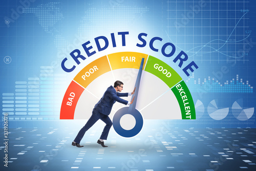 Businessman trying to improve credit score photo