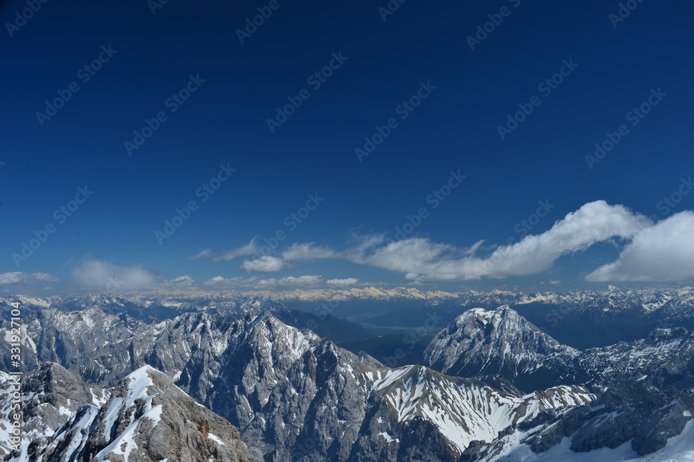 snowy mountain peaks seen from the Zugspitze