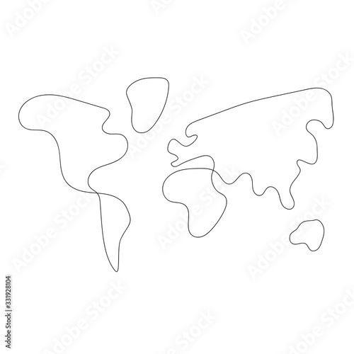 Hand-drawn map of World. Solid thin vector line