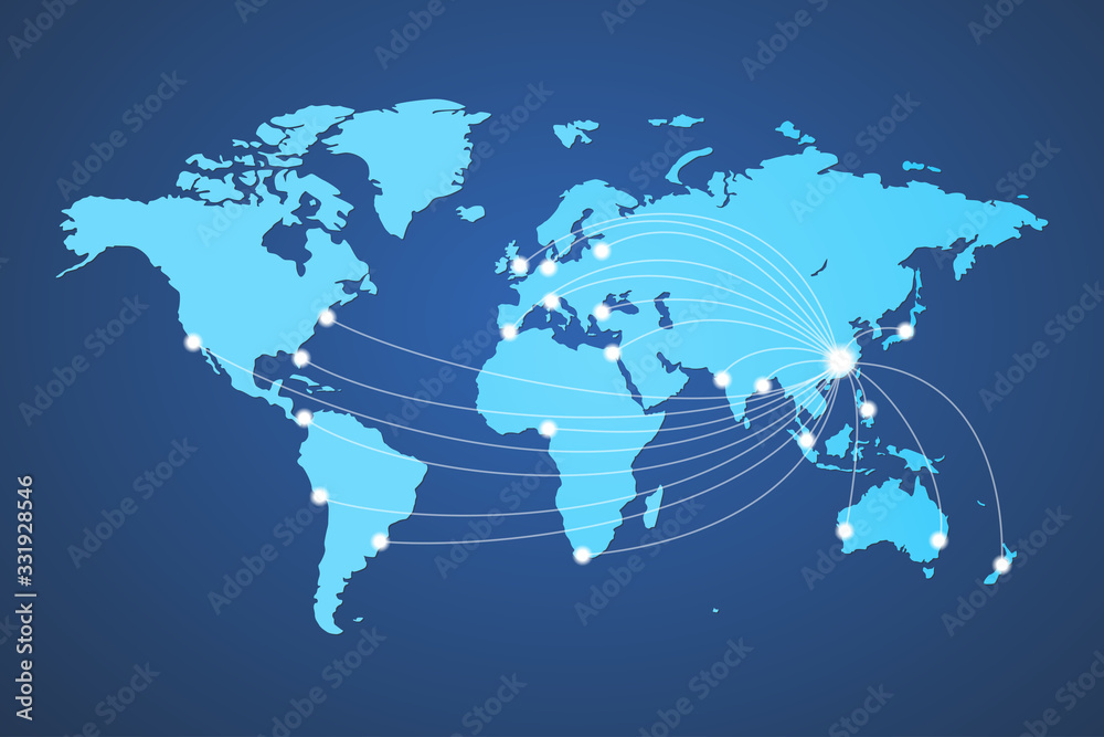 world map global cargo destination china vector world map global cargo destination china vector