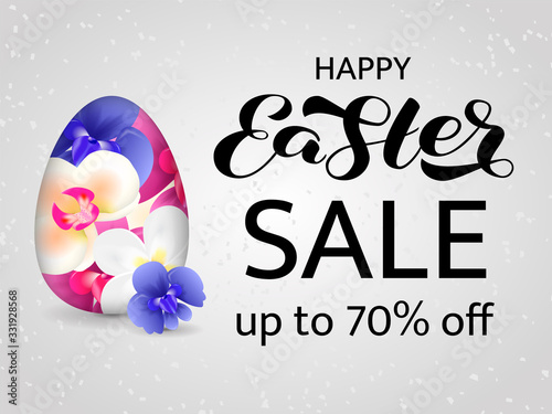 Happy Easter sale brush lettering. Vector stock illustration for banner or poster