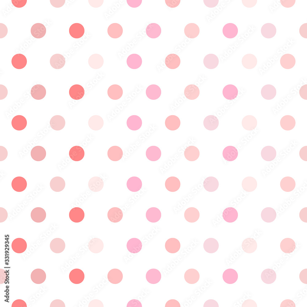Seamless vector pattern background. Pastel colored polka dots. Background for spring themes or for children illustrations. Red shade