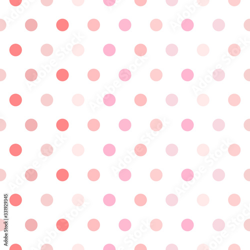 Seamless vector pattern background. Pastel colored polka dots. Background for spring themes or for children illustrations. Red shade