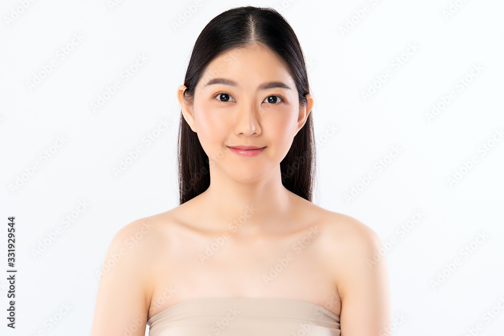 Beautiful Young Asian Woman with Clean Fresh Skin. Face care, Facial treatment, Cosmetology, beauty and healthy skin and cosmetic concept .woman beauty skin isolated on white background Beautiful Young Asian Woman with Clean Fresh Skin. Face care, Facial treatment, Cosmetology, beauty and healthy skin and cosmetic concept .woman beauty skin isolated on white background