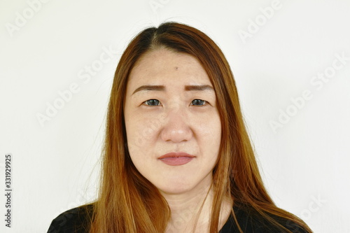 Asian woman face portrait on white background © pedphoto36pm
