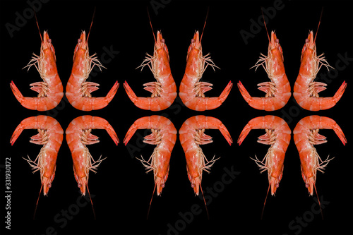 roasted shrimp on black background