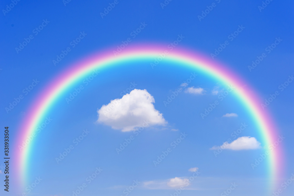 natural blue sky and rainbow background. natural blue sky and rainbow background.