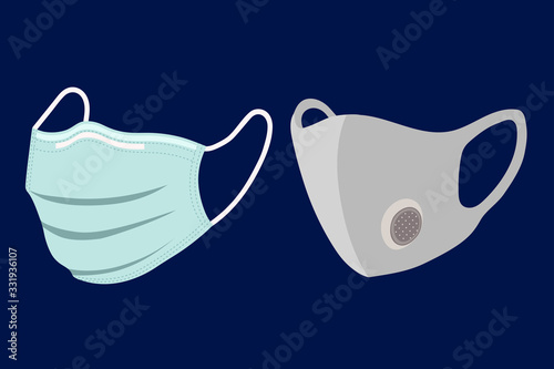 Medical mask vector icon. Surgical mask and haze mask, vector illustration.
