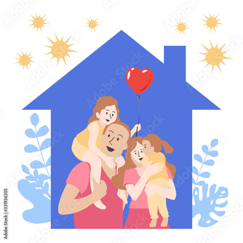 pandemic of coronavirus and social distancing concept. staying at home with self quarantine to help stop outbreak and protect virus spread. 