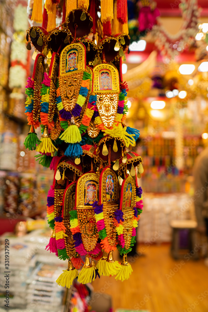 Naklejka premium Potrait of tirumala god idols, In front of Sri Venkateswara Swami Temple