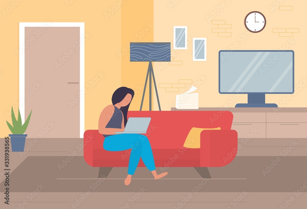 Freelance character working at home, work from home, self employed, home office, work at home, freedom conceptual vector illustration. Freelance character working at home, work from home, self employed, home office, work at home, freedom conceptual vector illustration.