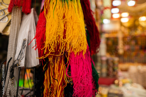 Different Color threads of Gods in a shop