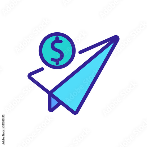 plane money transfer icon vector. plane money transfer sign. color isolated symbol illustration