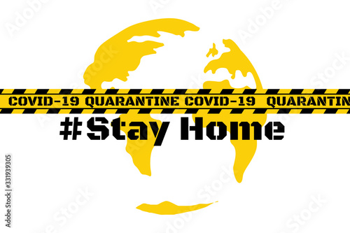 Self quarantine and and social distancing concept. Stay home. COVID-19 coronavirus. Template for background, banner, poster with text inscription. Vector EPS10 illustration.