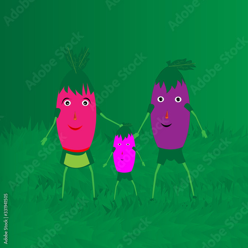 illustration of love with eggplant fruit animation. Smile eggplant icon. Flat illustration of smile eggplant vector icon for web design