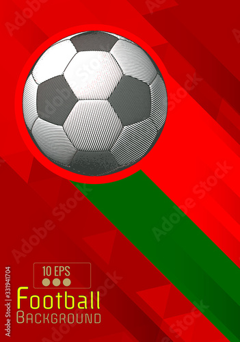 Engraving football graphic layout with color stripe on red BG photo