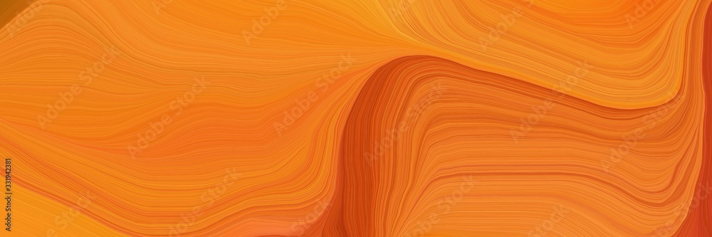 very dynamic futuristic banner. modern soft curvy waves background illustration with dark orange, firebrick and coffee color