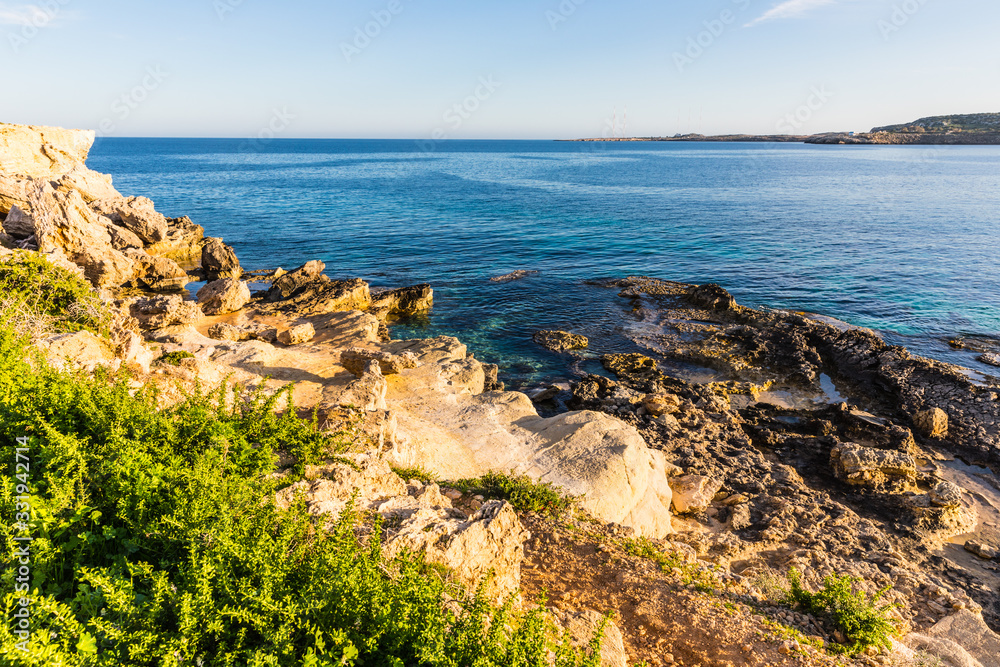views from the walking path between the beaches of Protaras, Cyprus