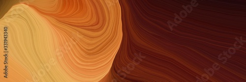 very landscape banner with waves. modern soft curvy waves background design with peru, very dark pink and sienna color