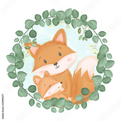 cute animals motherhood illustration, animal clipart, baby shower decoration, woodland illustration.