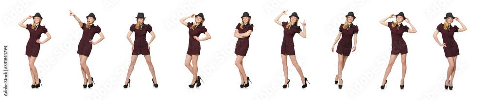 Woman dressed as gangster isolated on white Woman dressed as gangster isolated on white