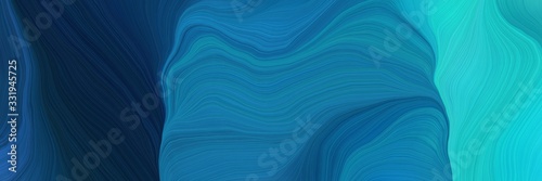 very futuristic background banner with dark cyan, dark turquoise and very dark blue color. curvy background illustration