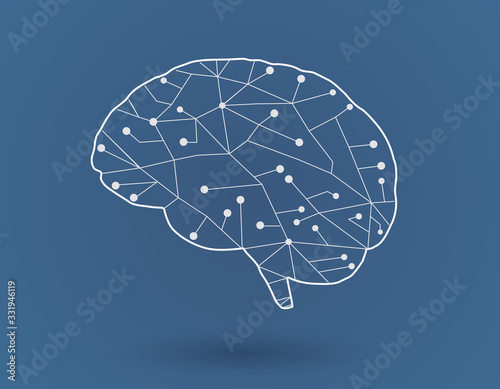 Simply stylized brain icon illustration
