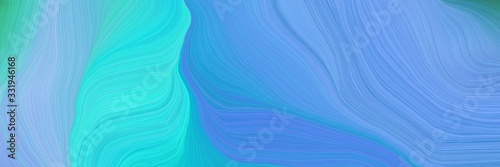 very futuristic banner with waves. contemporary waves illustration with corn flower blue, turquoise and baby blue color
