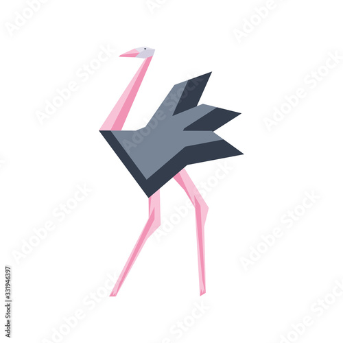 ostrich geometric wild animals on white background