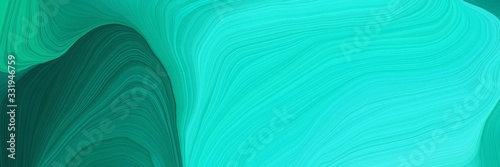 very futuristic banner background with bright turquoise, teal green and teal color. elegant curvy swirl waves background design © Eigens