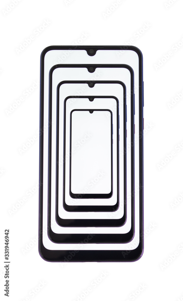 Recursion from smartphones on a white background located one in another. Recursion from smartphones on a white background located one in another.