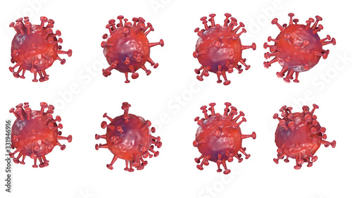 Cell Virus Isolated on white background with clipping path for design  Virus medicine biohazard concept 3d rendering.