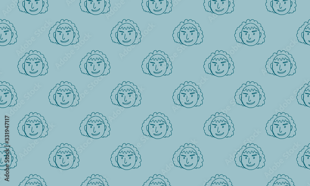 cartoon face vector people. Hand drawn line art illustration. Human emotions doodle seamless pattern cartoon face vector people. Hand drawn line art illustration. Human emotions doodle seamless pattern
