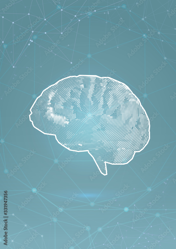 Glowing stylized brain with connection illustration Glowing stylized brain with connection illustration